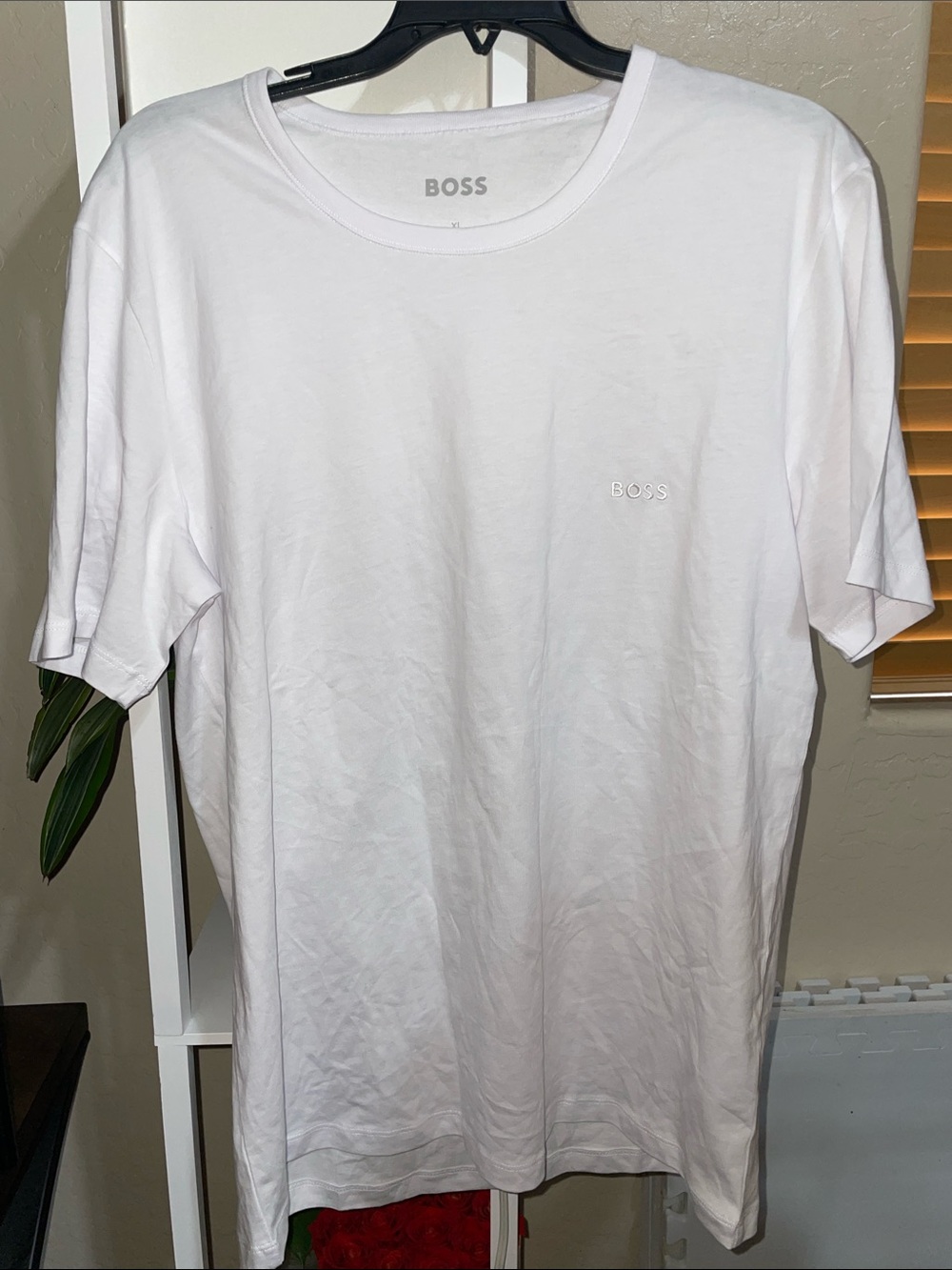 BOSS White Crew Neck Short Sleeve Tee with Subtle Logo